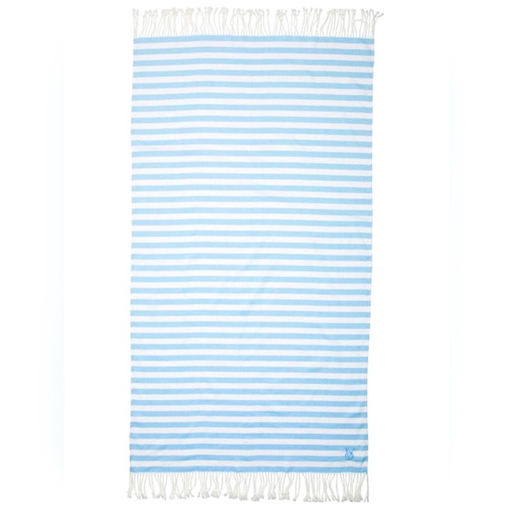 Victoria's Secret Light Blue and White Striped Beach Blanket - Picture 2 of 4